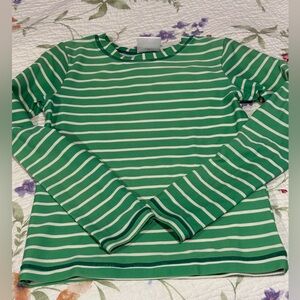 Beautiful Hanna Andersson Girls Size 10 Green White Striped Swim Shirt/Rashguard